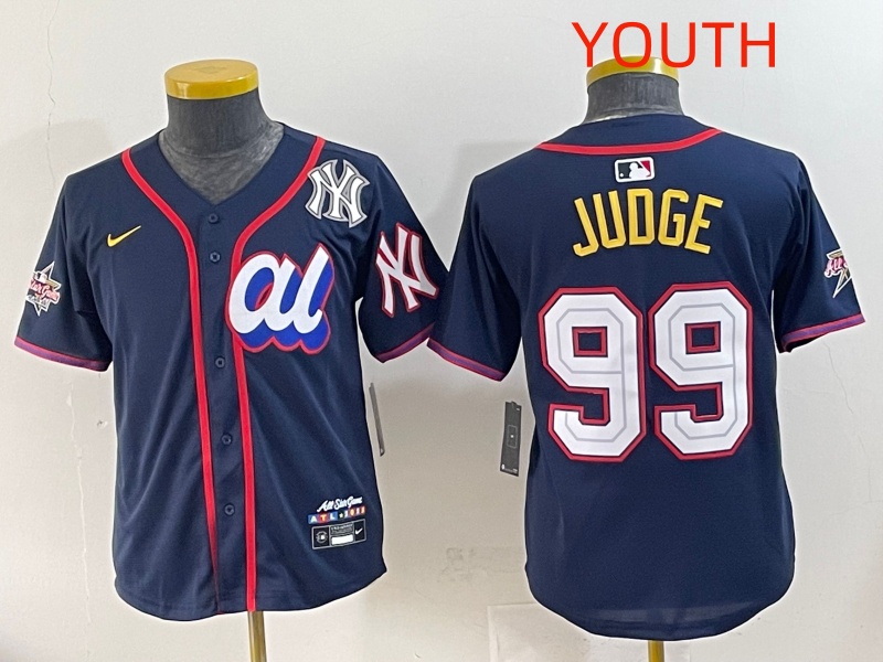 Youth 2025 New York Yankees #99 Judge Drak Blue All star Blank Blue Nike MLB Jersey style 8